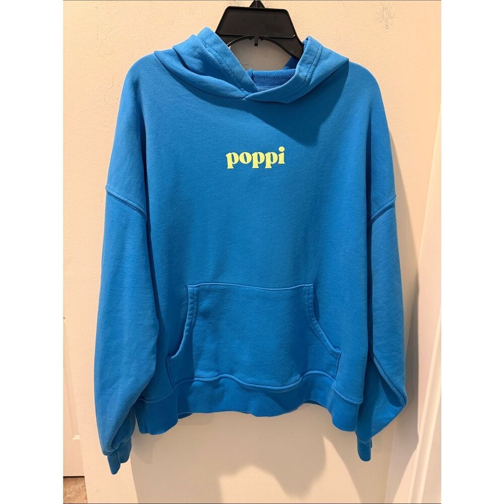 Poppi Blue Logo Hoodie Oversized Graphic – Women’s Cozy Limited edition sz Small
